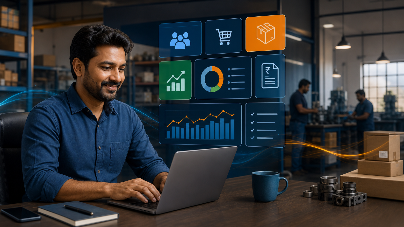 ERP Lite dashboard for Indian SME customers, orders, inventory, billing, and reports